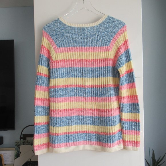 Talbots Women's Sweater Striped Cable Pattern Long Sleeve, Sz M Multicolor - Picture 3 of 9